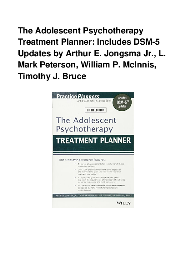 adolescent psychotherapy treatment planner free download
